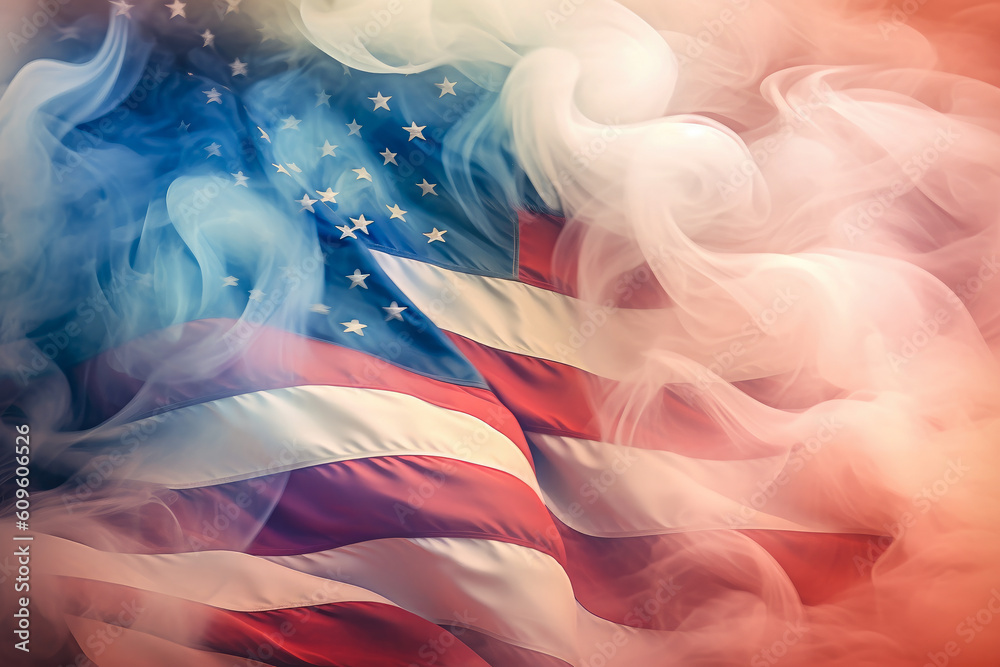 Obraz premium Smoke texture or background of the American flag. Texture celebrating the United States independence.