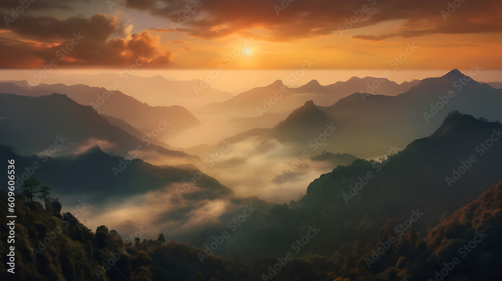 Mountain Mist Serenity Generative AI