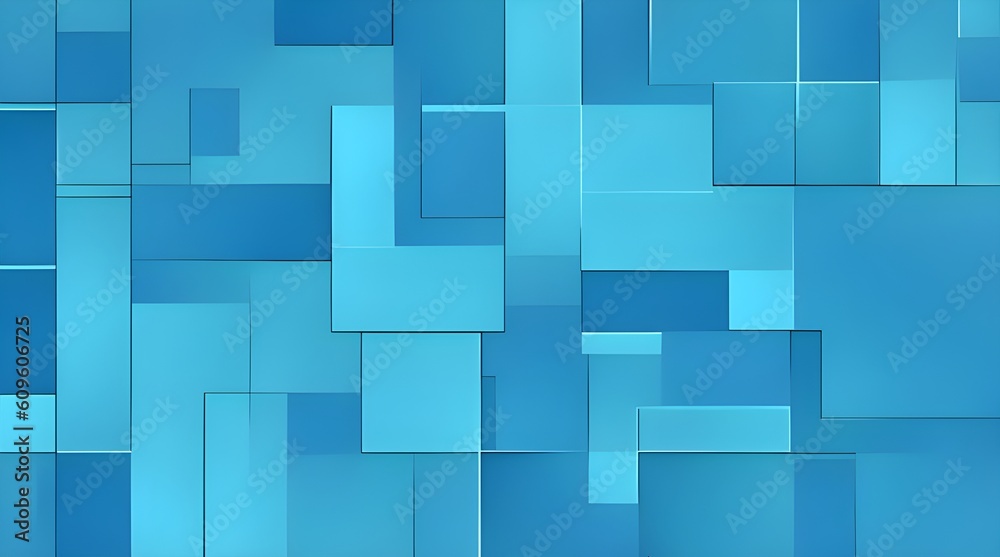 illustration of abstract blue geometric squares background. Generative AI