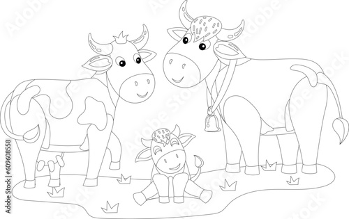Cartoon farm animal cow bull vector graphic