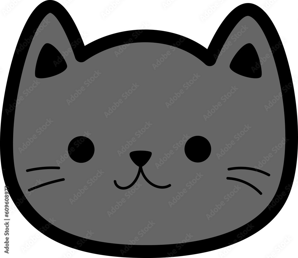 cute smile cat face flat design cartoon element illustration