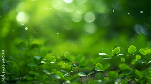 Green bokeh background from nature forest out of focus 