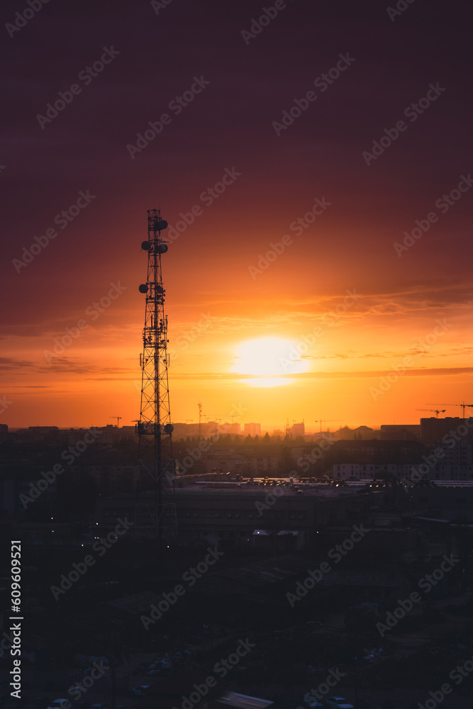 sunset in the city