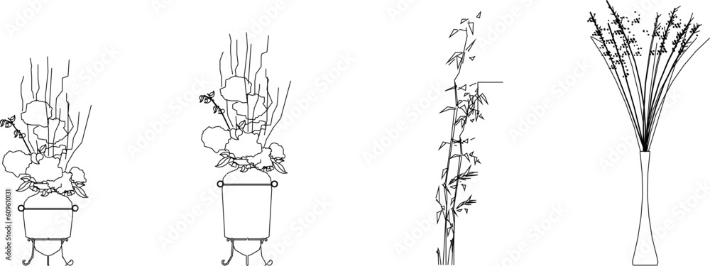 Sketch vector illustration of ornamental plants in pots to decorate the room Sketch vector illustration of ornamental plants in pots to decorate the room