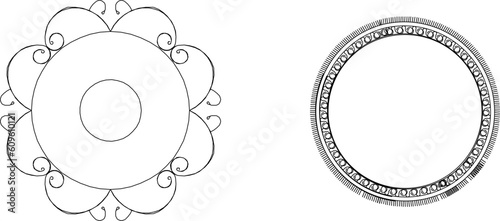 Abstract circle carpet motif baground vector illustration sketch