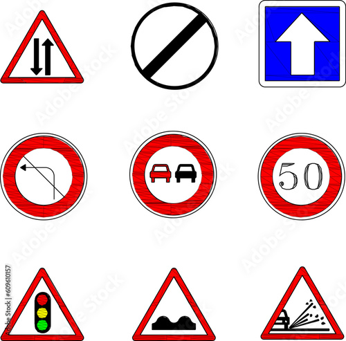 Free Download Vector illustration sketch of road sign symbol for hospital and building - GFXLoad