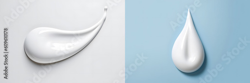Cream texture stroke. Facial creme, foam, gel or body. Face cream cosmetic product smear swatch set. Generative Ai.