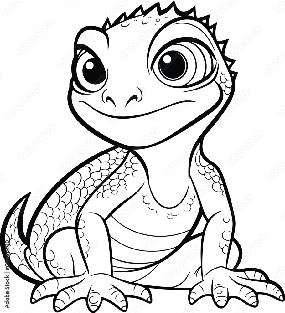 Lizard, colouring book for kids, vector illustration Lizard, colouring book for kids, vector illustration