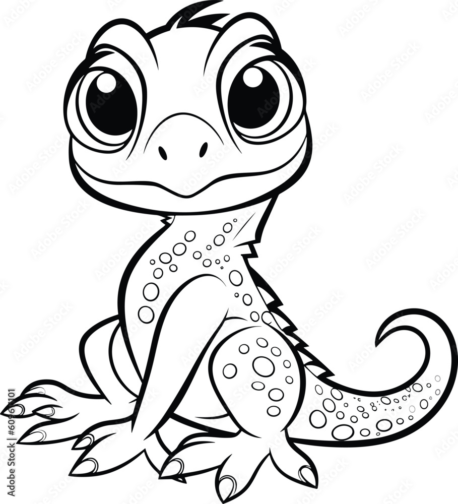 Lizard, colouring book for kids, vector illustration Lizard, colouring book for kids, vector illustration