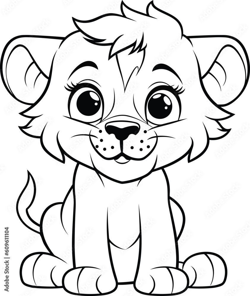 Lion, colouring book for kids, vector illustration Lion, colouring book for kids, vector illustration
