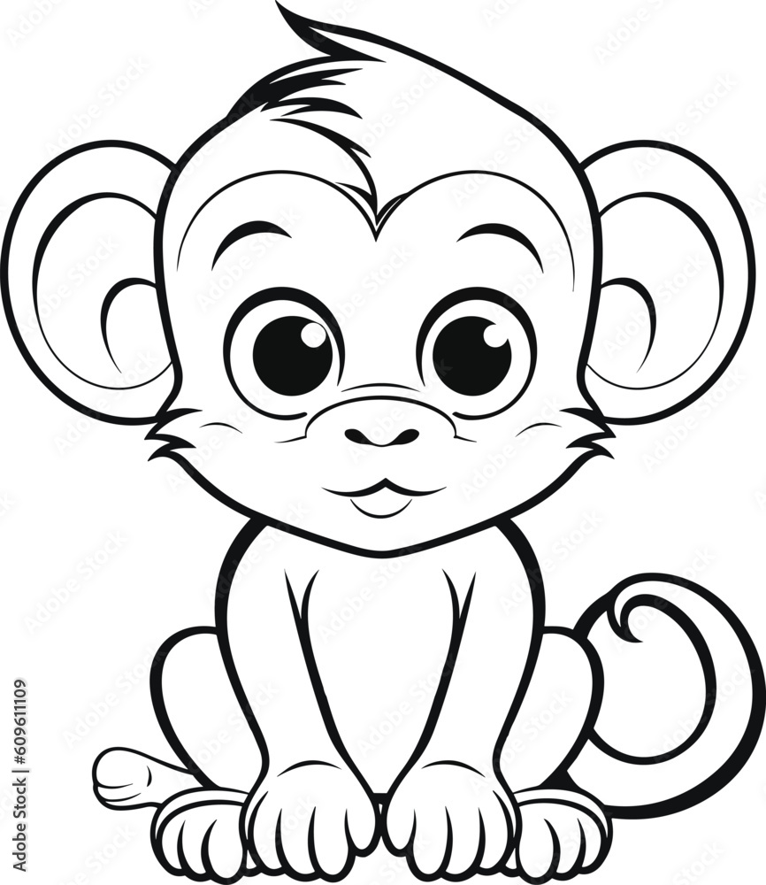 Monkey, colouring book for kids, vector illustration Monkey, colouring book for kids, vector illustration