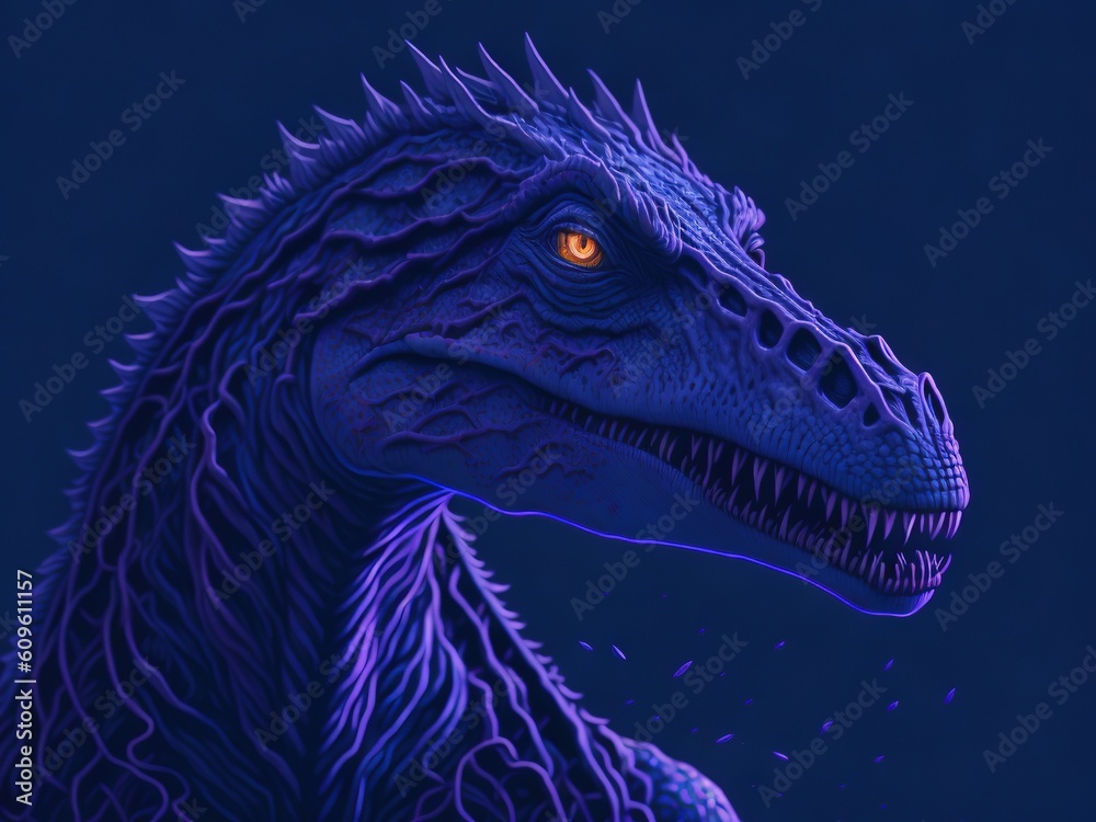 T-rex in the style of detailed atmospheric portraits, sparkling water reflections, hyper-detailed illustrations