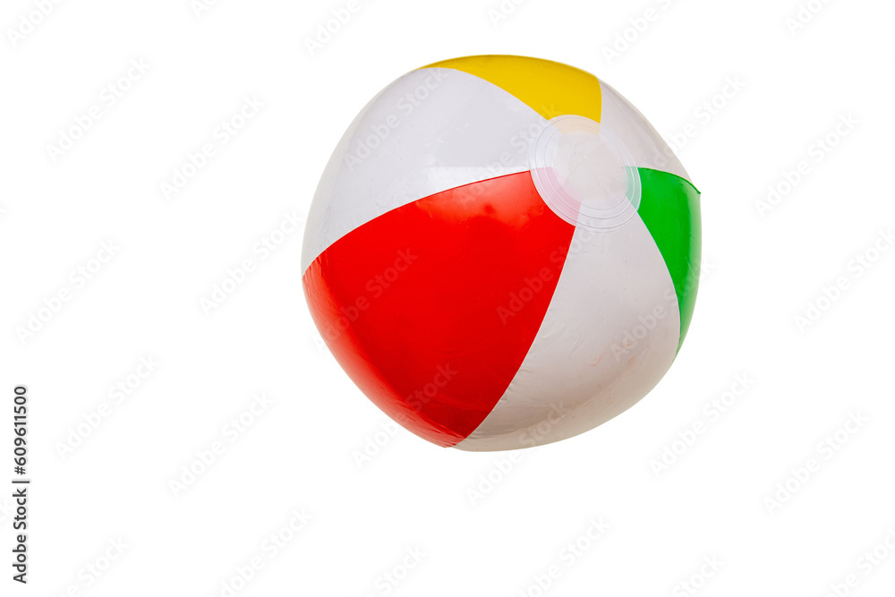 Colorful beach ball isolated on transparent background, PNG,