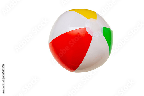 Colorful beach ball isolated on transparent background, PNG, 