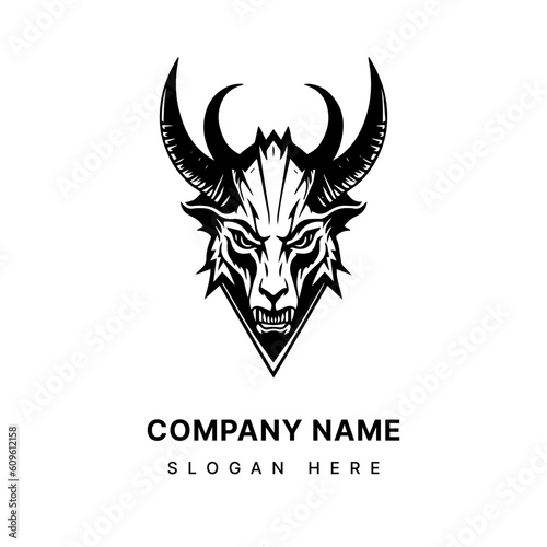 Harness the power of symbolism with a striking Baphomet head illustration logo design. Bold, mysterious, and evocative for a captivating brand. Generative AI