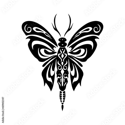 Embrace the unique and mesmerizing world of insects with this hand drawn tribal tattoo illustration. Delicate yet powerful, it captures the essence of transformation and resilience. Generative AI