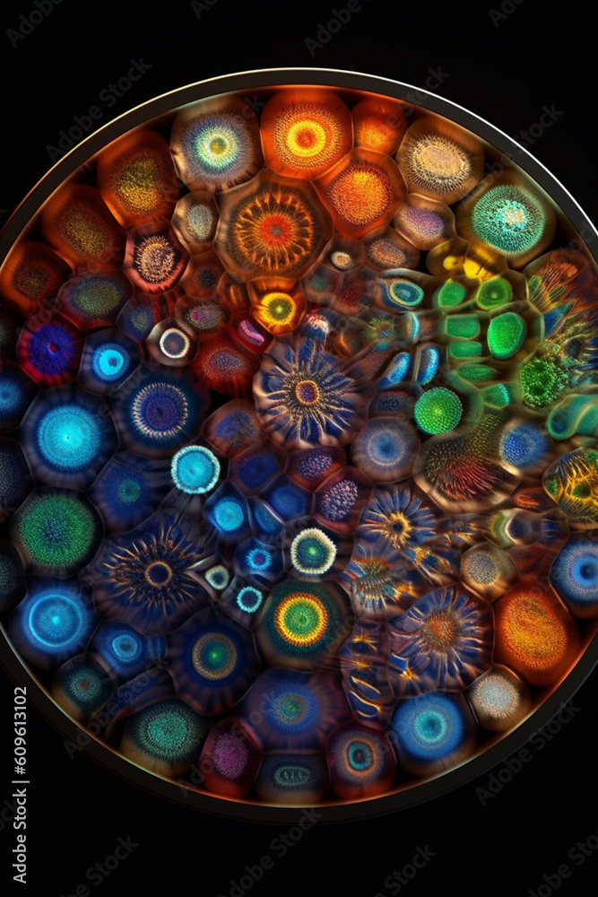 An agar plate with welldefined bacterial colonies arranged in a