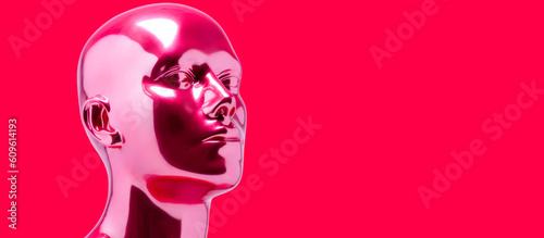 mannequin head fashion mockup pink red color generative ai