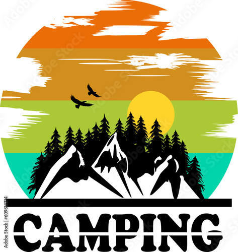 Vektor Icon Camping - Vintage Retro Style Farben