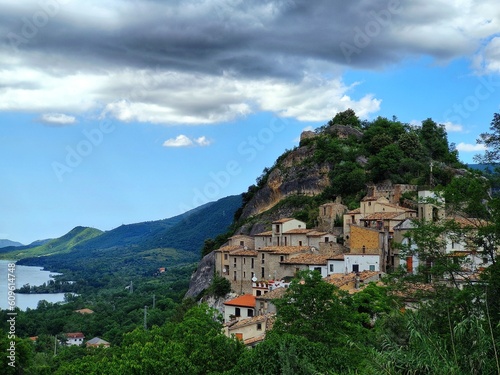 view of the town of Pietraferrazzana in Abruzzo © robypangy