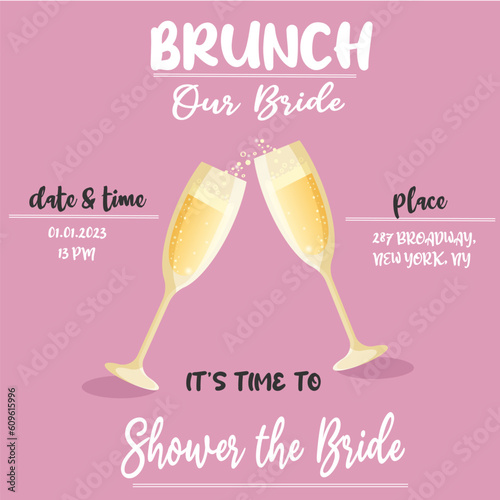 Brunch invitation pink background