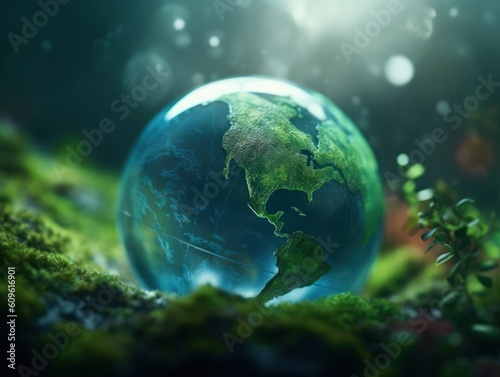 Green planet earth day nature protection concept 