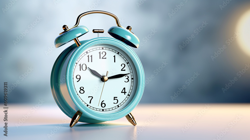 Alarm clock with dial on legs, copy space Alarm clock with dial on legs, copy space