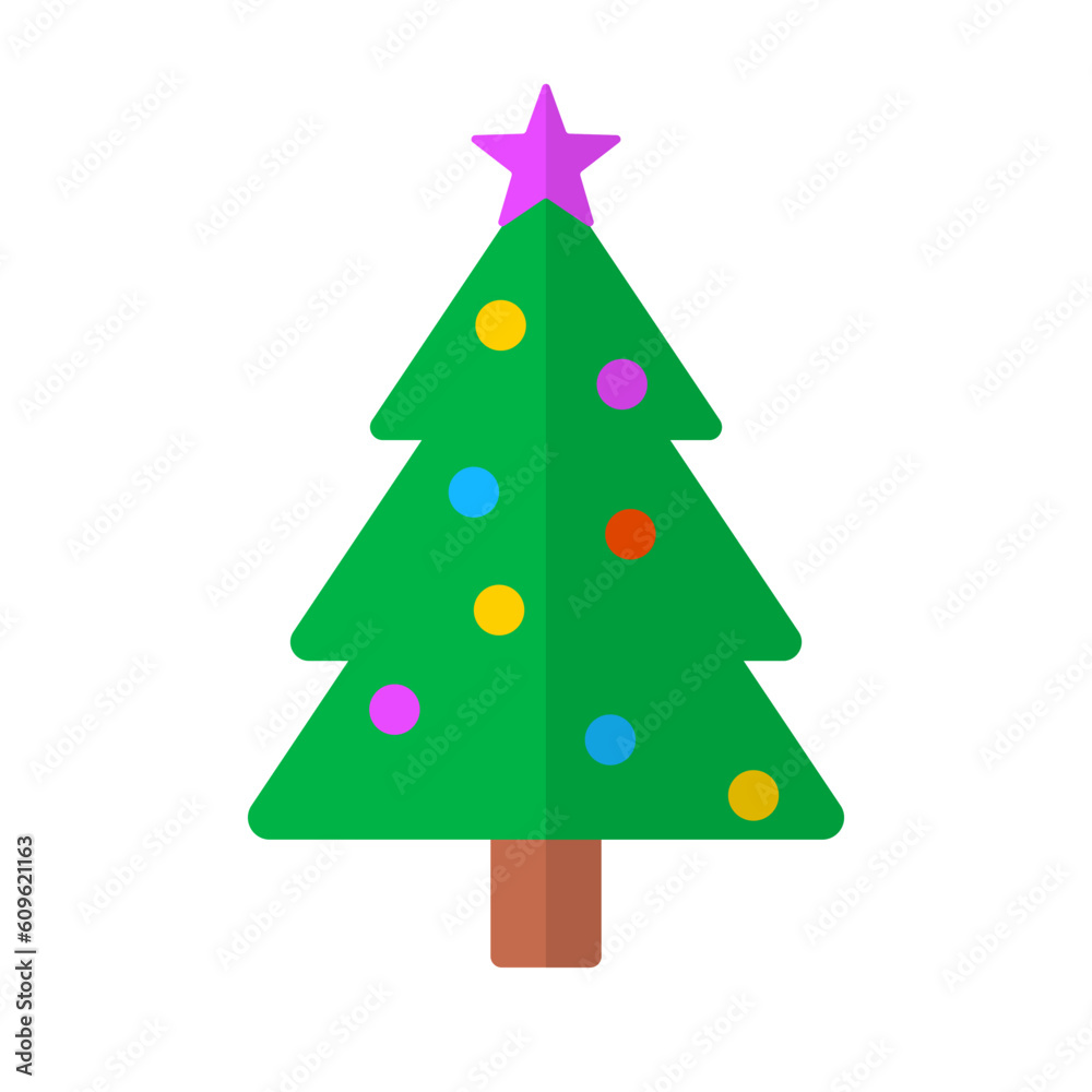 Obraz premium Flat design Christmas tree icon. Christmas decoration. Vector.