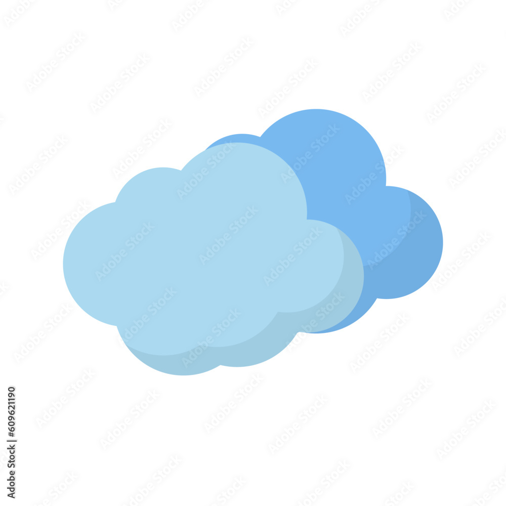 Flat design light blue cloud icon. Vector.