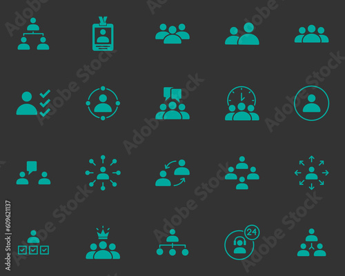 set of user icons, group, member, person