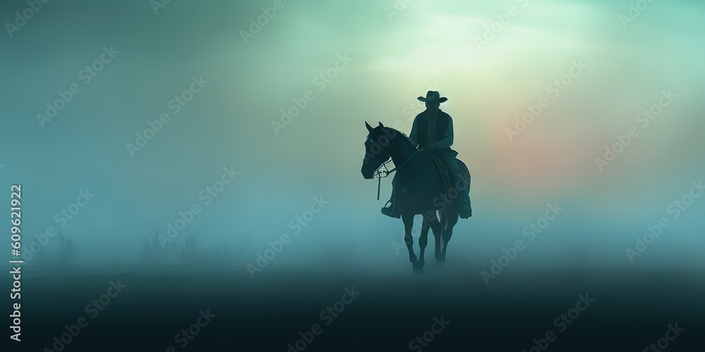 AI Generated. AI Generative. Wild west western native amrican cowboy texas lanscape adventure vibe. Fog mist morning. Graphic Art AI Generated. AI Generative. Wild west western native amrican cowboy texas lanscape adventure vibe. Fog mist morning. Graphic Art