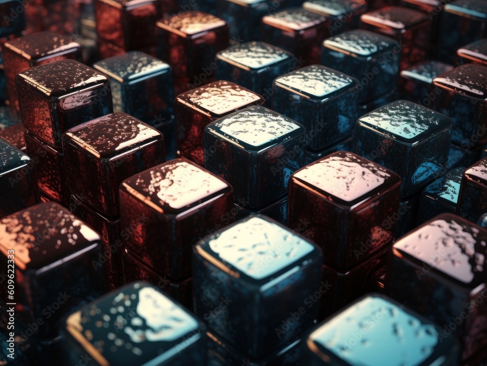 Futuristic metallic cubes background Abstract geometric mosaic grid Square tiles pattern Generative AI technology Futuristic metallic cubes background Abstract geometric mosaic grid Square tiles pattern Generative AI technology