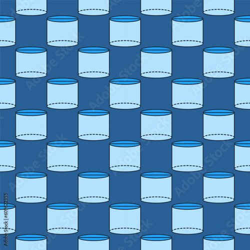 Cylinder vector Elementary Geometry blue seamless pattern