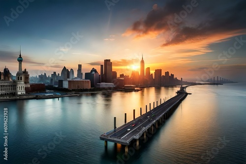 sunset over the thames