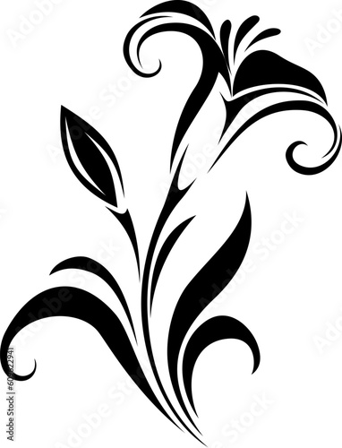 Fototapeta Naklejka Na Ścianę i Meble -  Lily flower. Black silhouette of lily flower isolated on a white background. Vector illustration