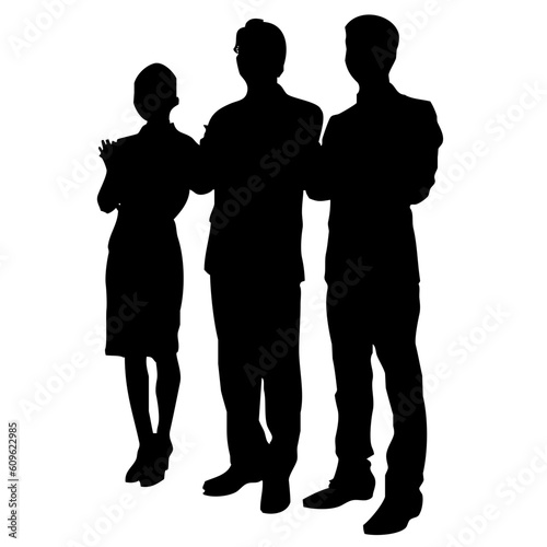three people applauding black silhouette