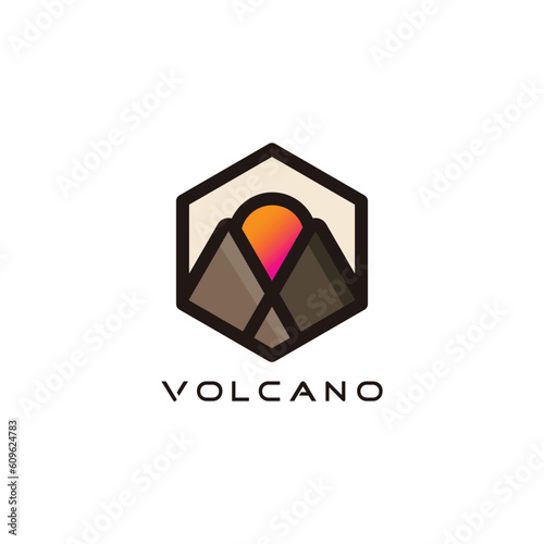 Volcano logo design vector with modern creative style