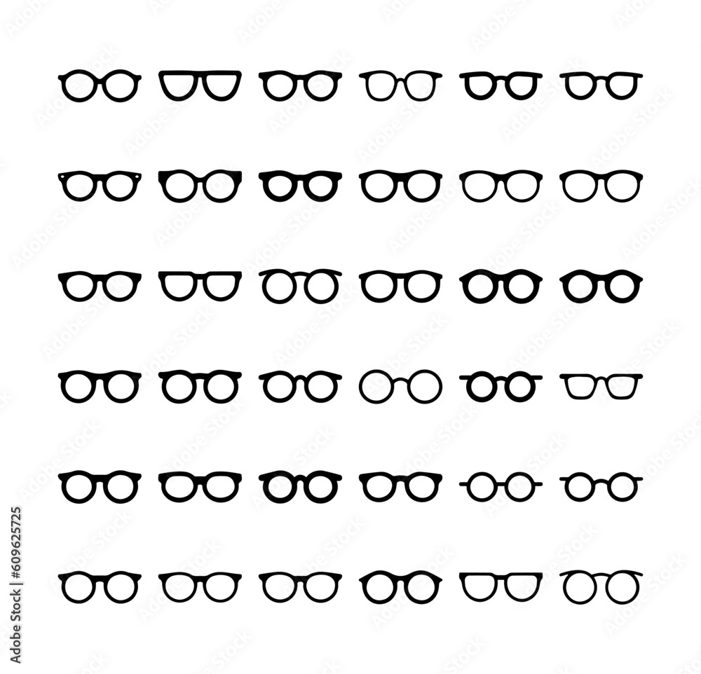 Eyeglasses shape vector icon set