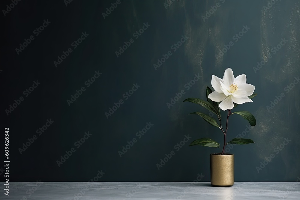 0408. Jasmine flower in front of dark wall. Generative AI 0408. Jasmine flower in front of dark wall. Generative AI