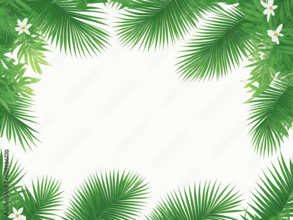 Background with shadows of flowers and palm leaves