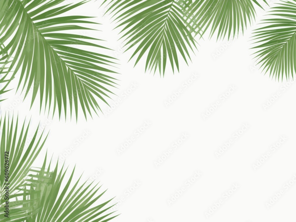 Background with shadows of flowers and palm leaves