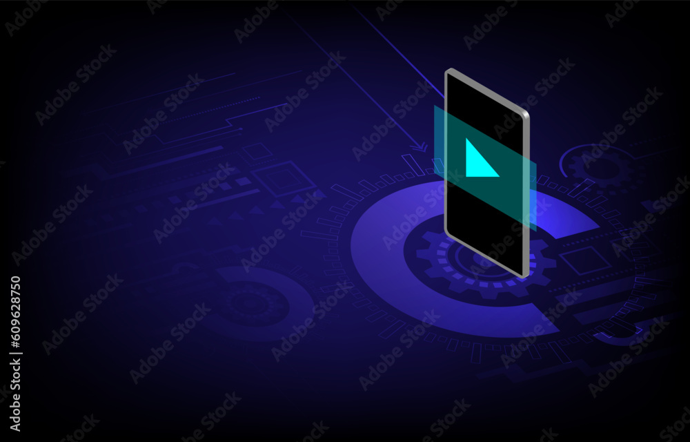 Mobile phone, 3d model, network model, futuristic, on technology background, circuit board. EP.1 Mobile phone, 3d model, network model, futuristic, on technology background, circuit board. EP.1