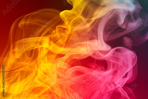 Background with a colorful smoke. Texture of pink and yellow smoke. Generative AI