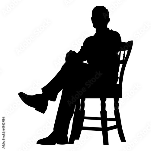 Vector illustration. Silhouette of a man on a chair. 