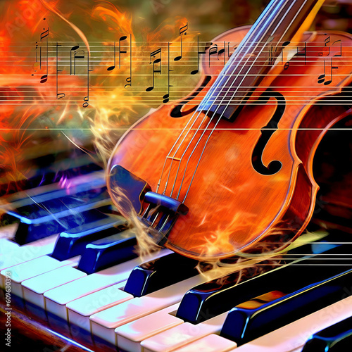 Wall Mural Illustration lebendiger Musiknoten