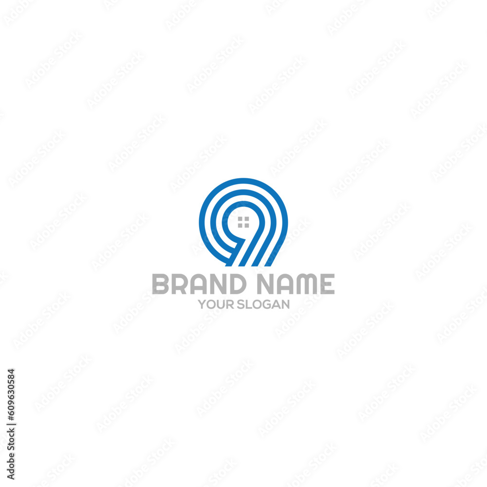 9 home logo design vector