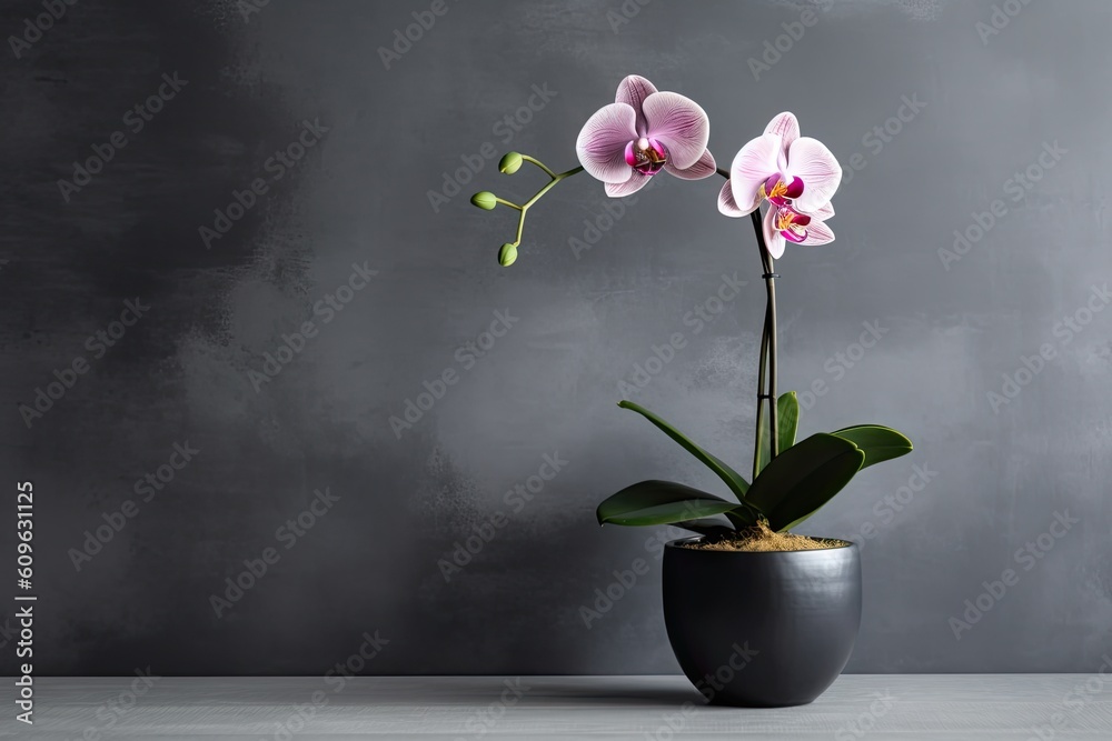 0448. Orchid in front of dark wall. Generative AI 0448. Orchid in front of dark wall. Generative AI