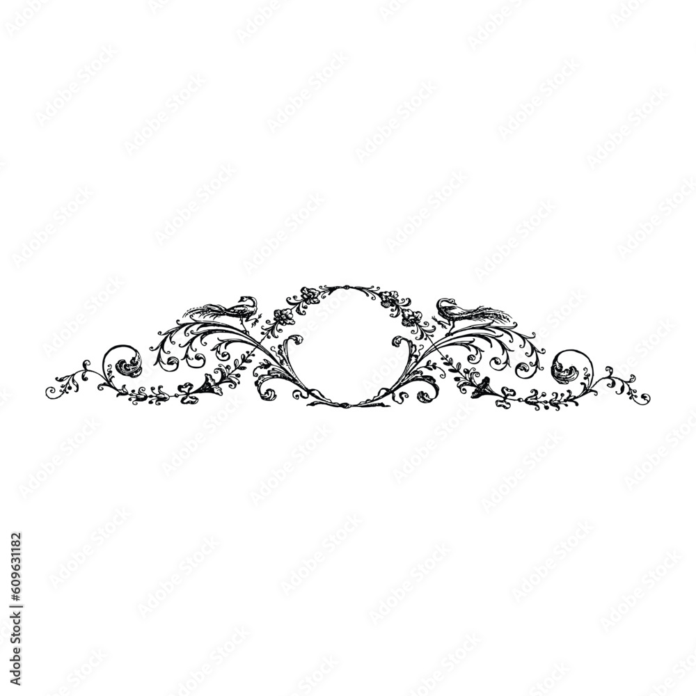 Illustration of a decorative frame with ornaments on a white background