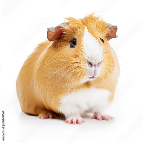 Close-up of Guinea pig on White Background - AI generated 