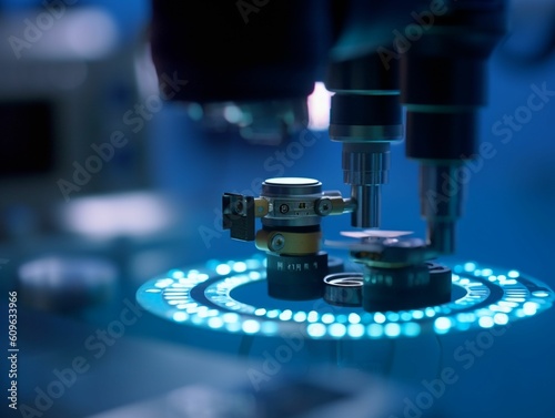 Close-up of a robotic arm assembling intricate electronic components